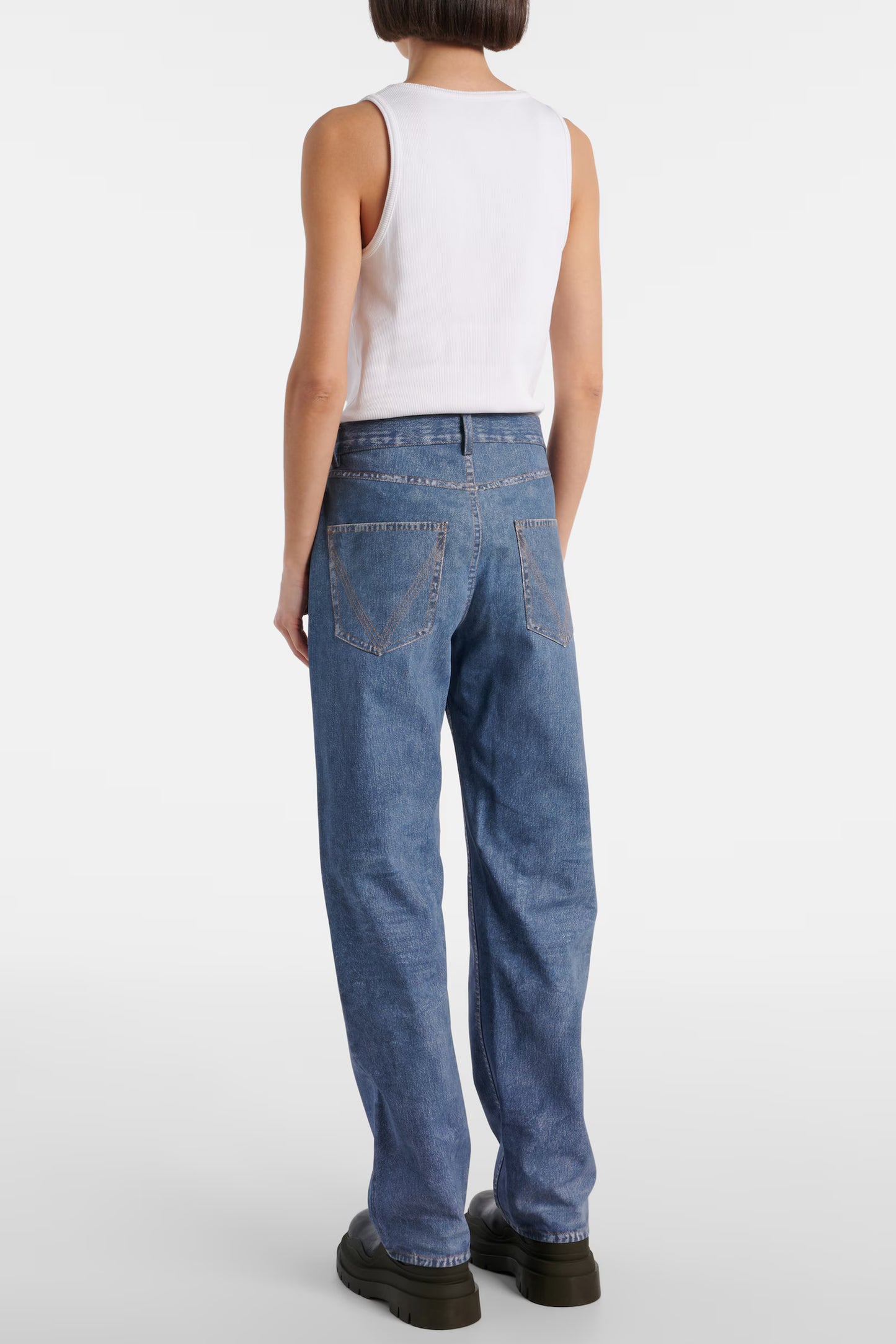 BOTTEGA VENETA - Denim-printed wide-leg leather pants