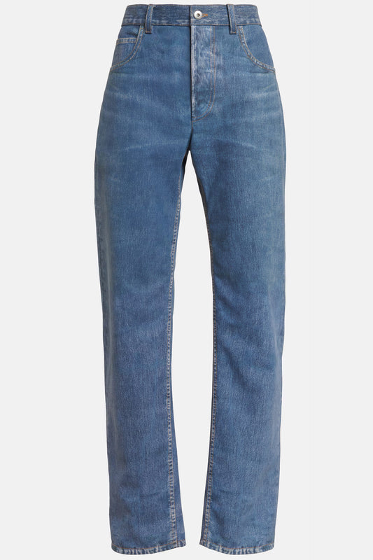 BOTTEGA VENETA - Denim-printed wide-leg leather pants