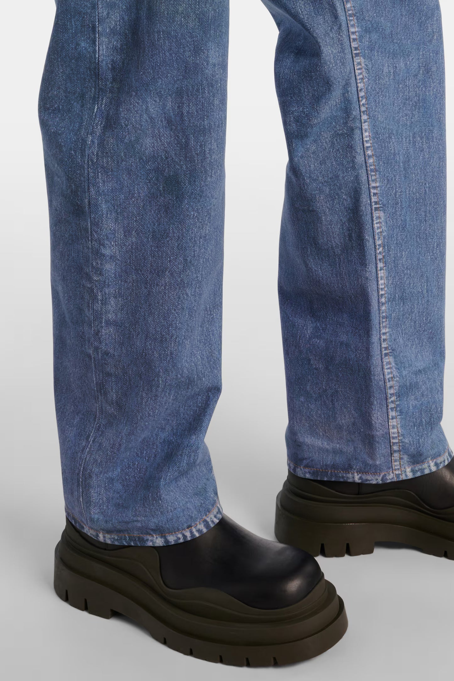 BOTTEGA VENETA - Denim-printed wide-leg leather pants