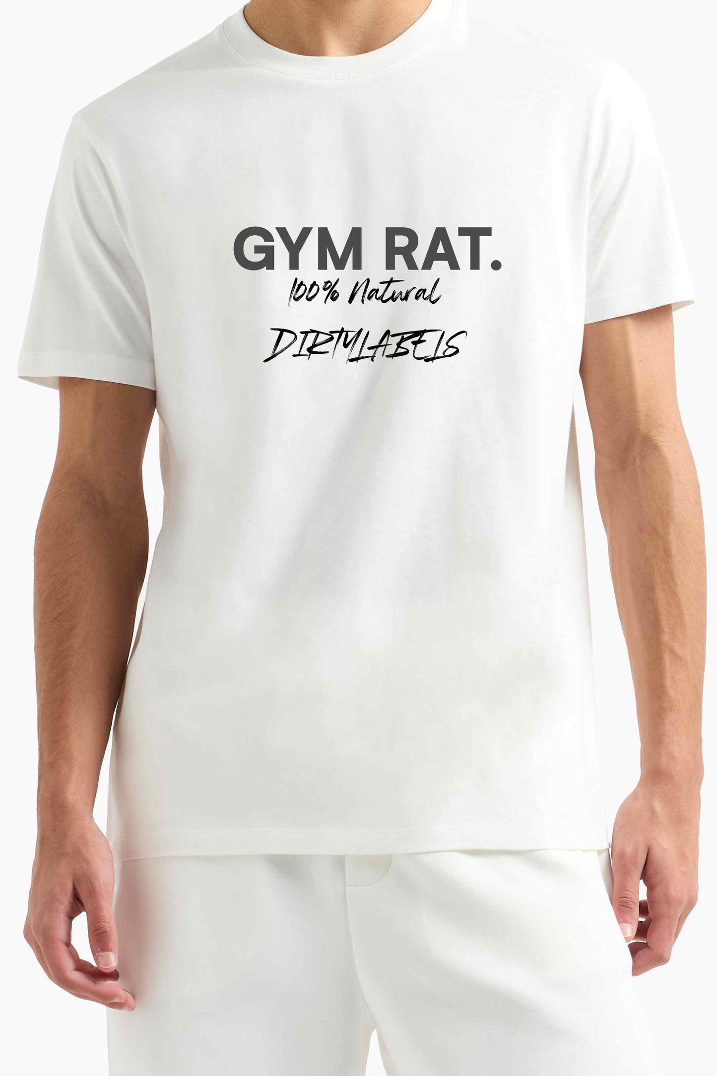 Mens Gym Clothing featuring Gym Rat graphic t-shirt in white by Dirtylabels