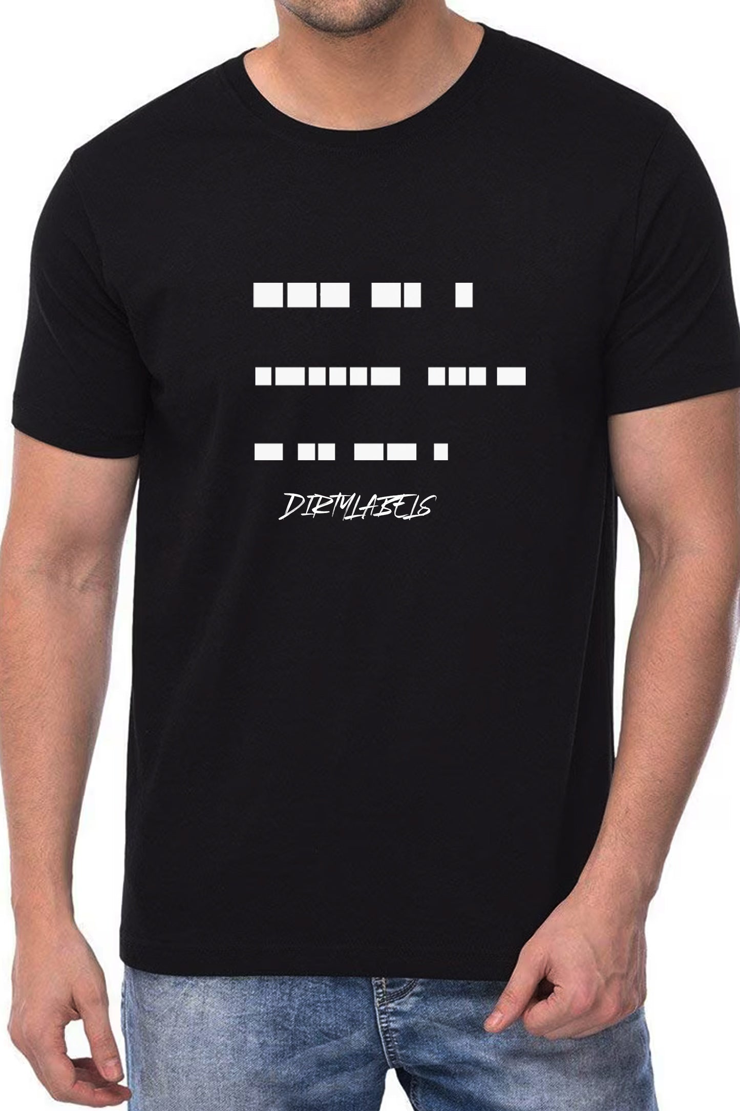 Black Morse Code T-shirt India featuring stylish graphic design for casual wear
