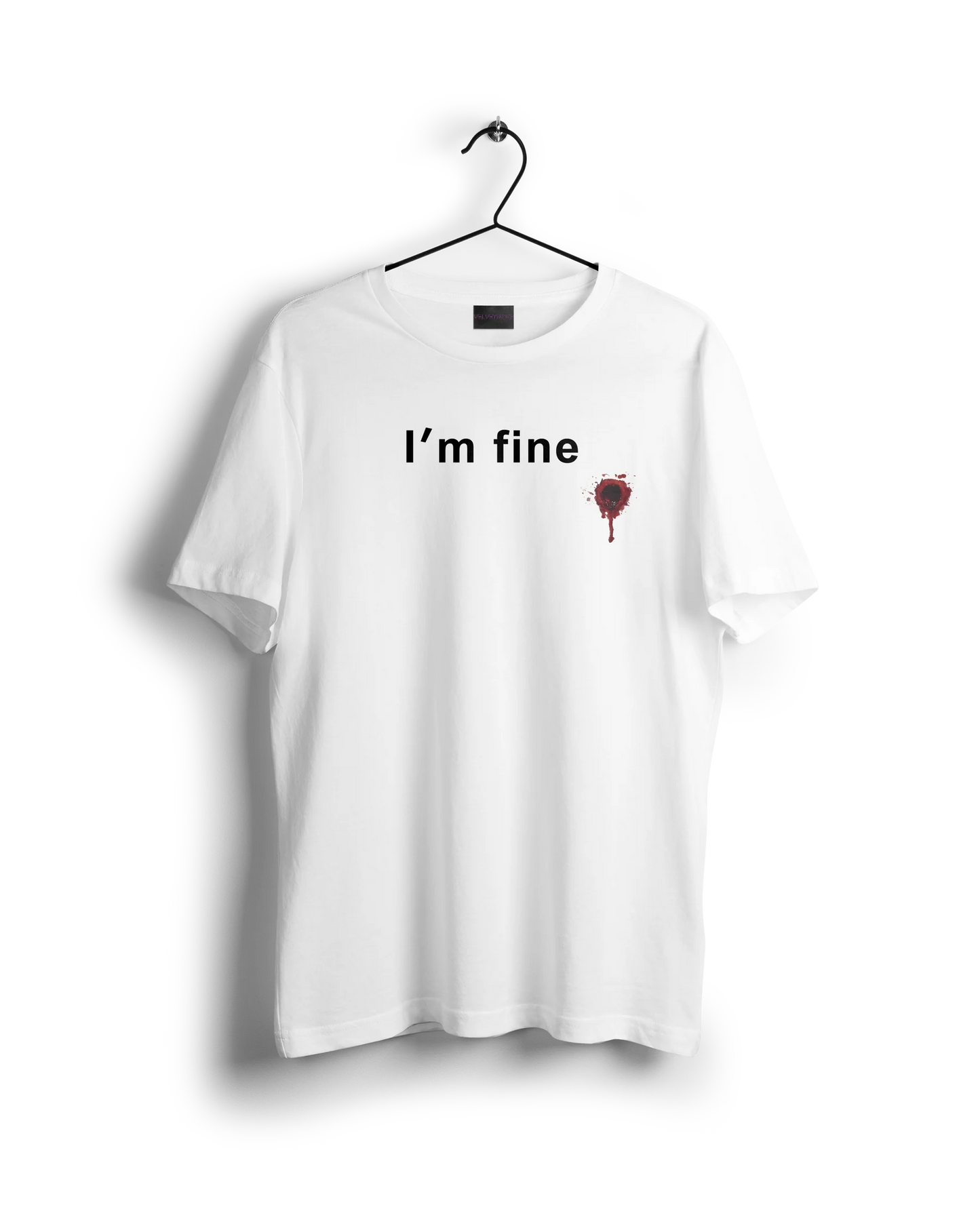 I'm Fine oversized t-shirt in white featuring a unique graphic design on the chest