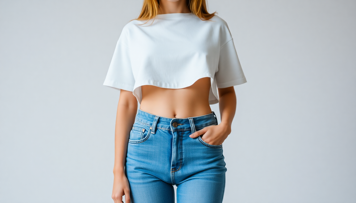 white crop top with blue jeans