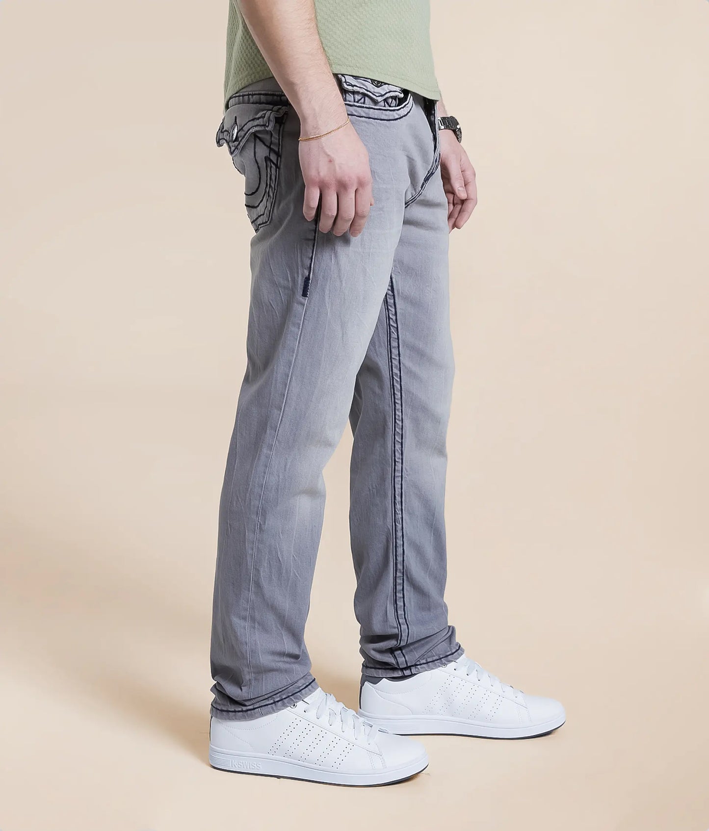 Grey Relaxed Skinny Stretch Jean