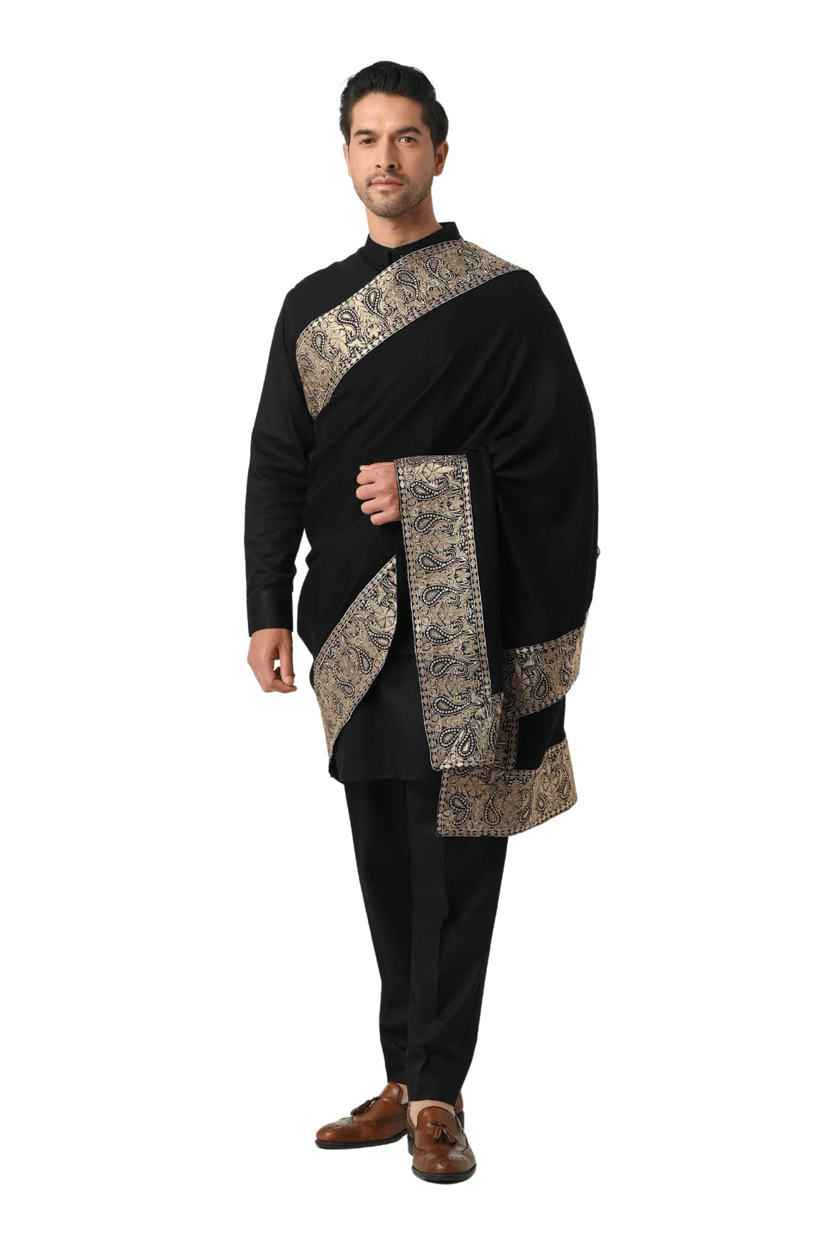 BORDER EMBROIDERED PAISLEY MEN'S DUSALA