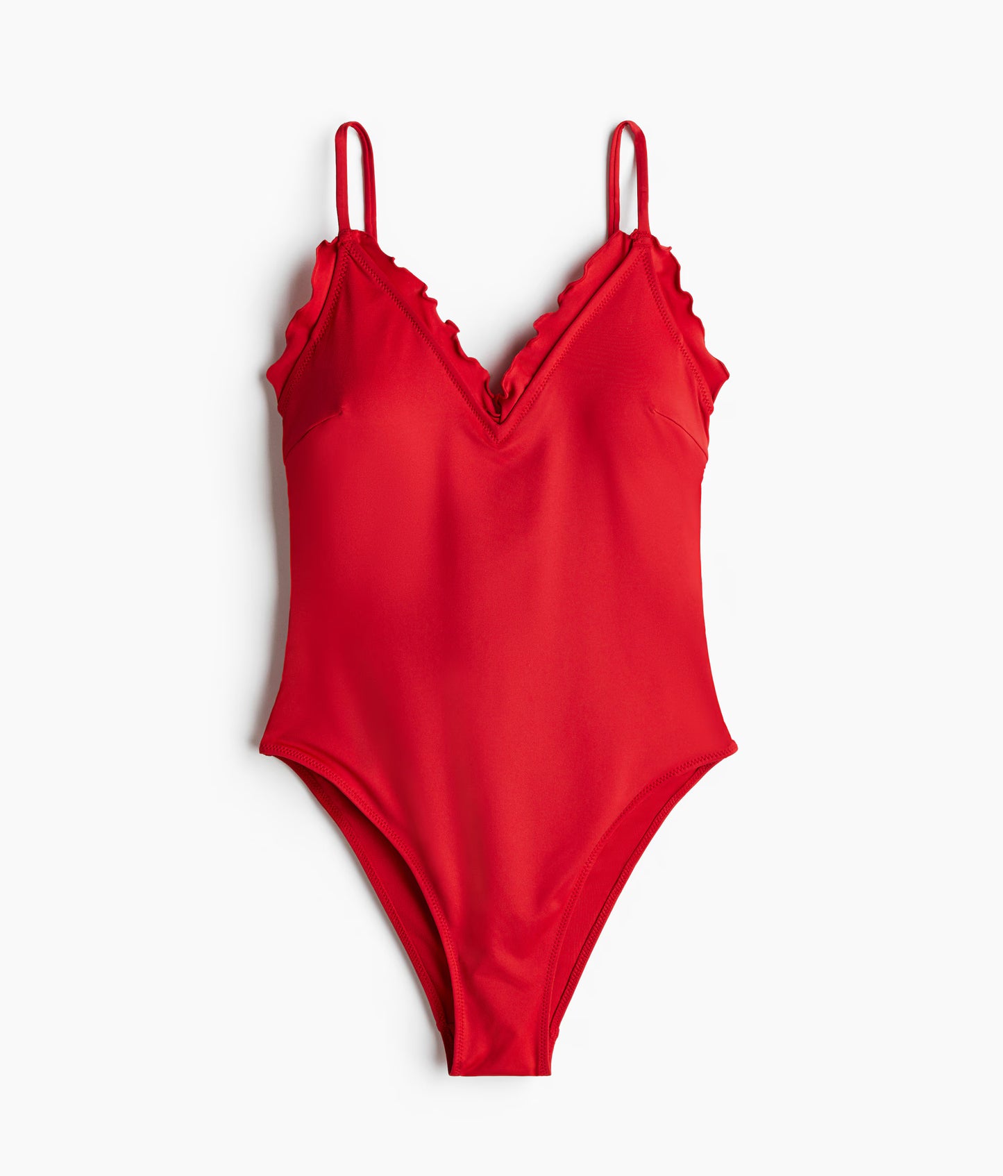 Frill-trimmed padded-cup swimsuit