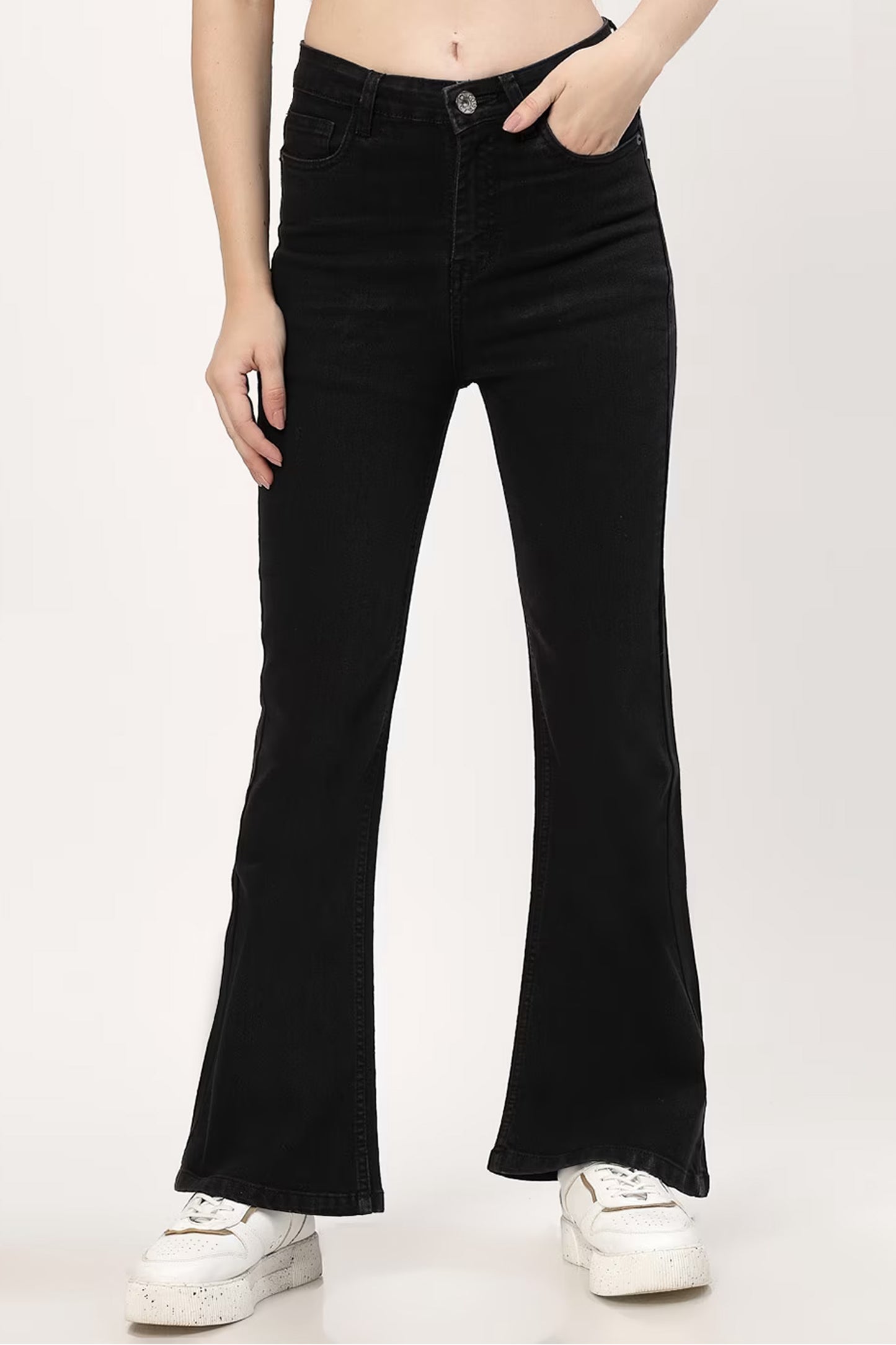 Women Mid-Wash Bootcut Jeans Black