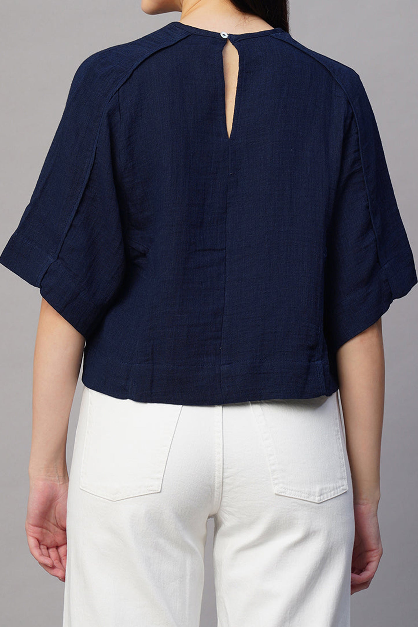 Women's Indigo 100% Cotton Boxy Fit Blouse