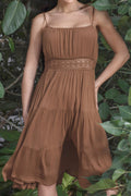 Boho chic lace dress in brown with a flowy design perfect for summer outings