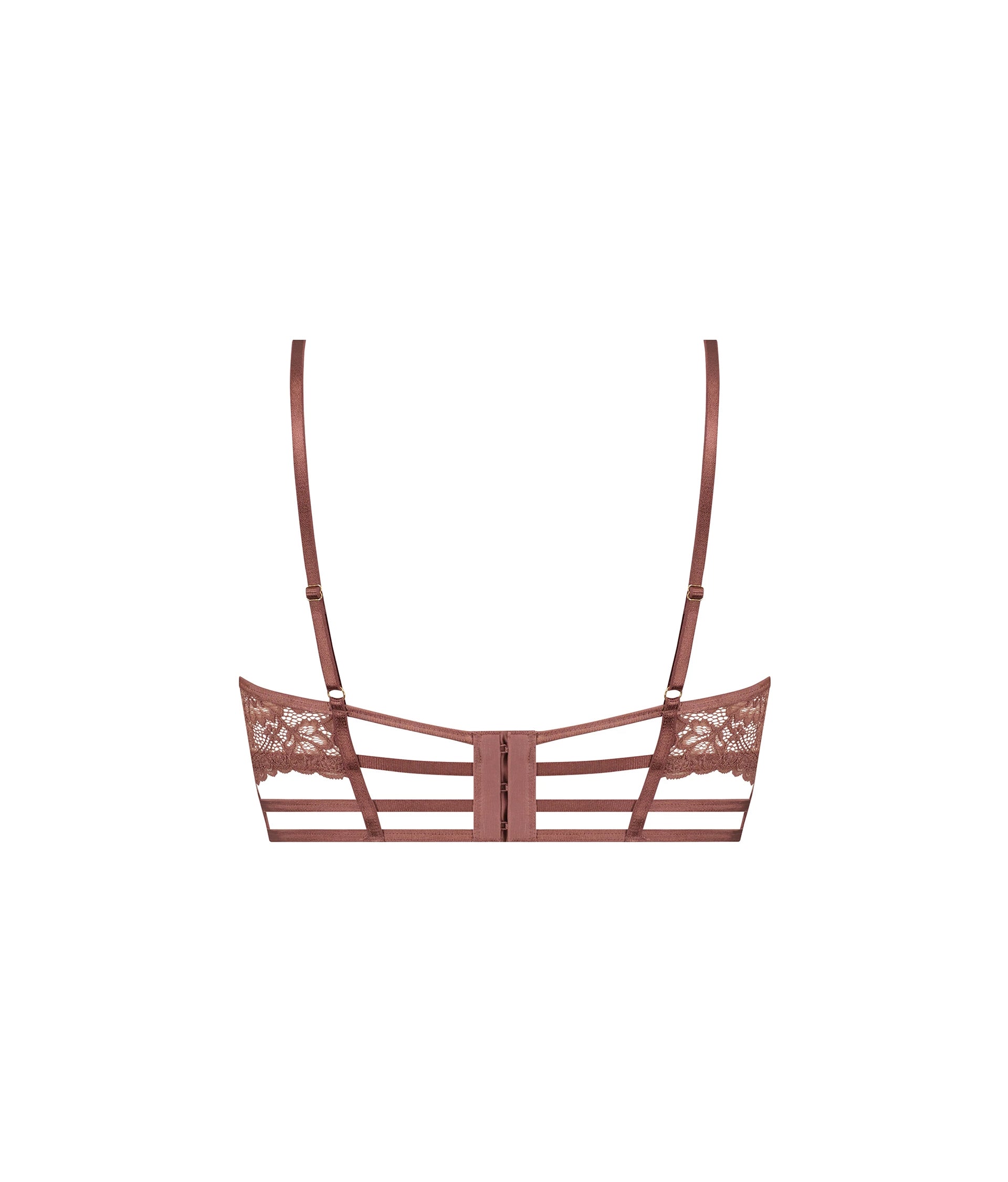 Dirtylabels bronze longline bra with stylish lace detailing and adjustable straps