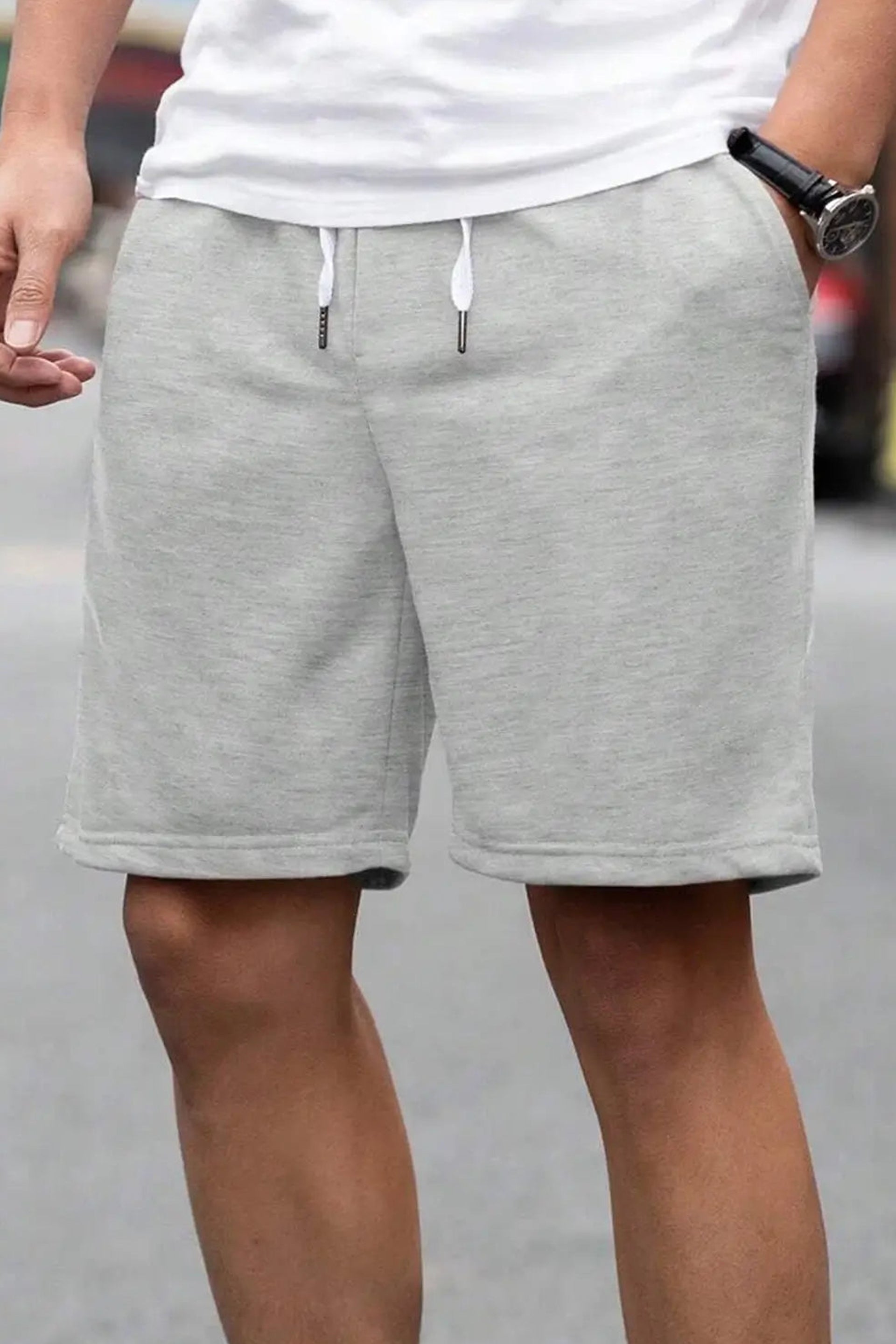 Comfortable grey casual shorts for men perfect for lounging, ideal to buy casual shorts for men online.