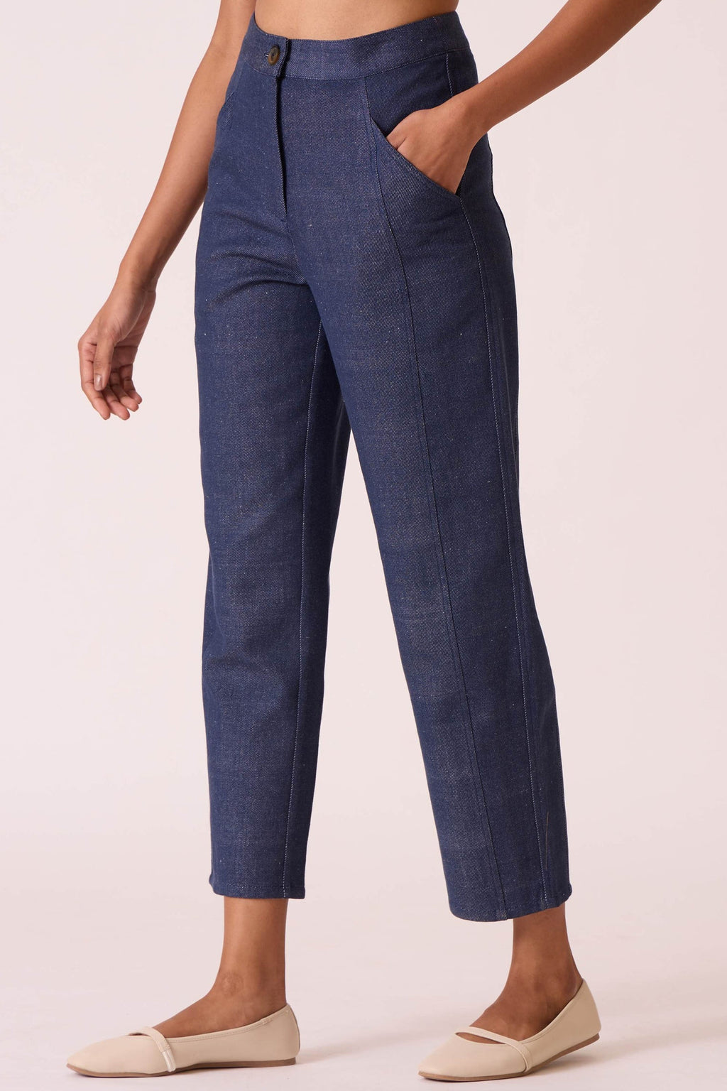 Stylish mid rise jeans in dark blue with pockets, perfect for casual wear. Buy Mid Rise Jeans Online.