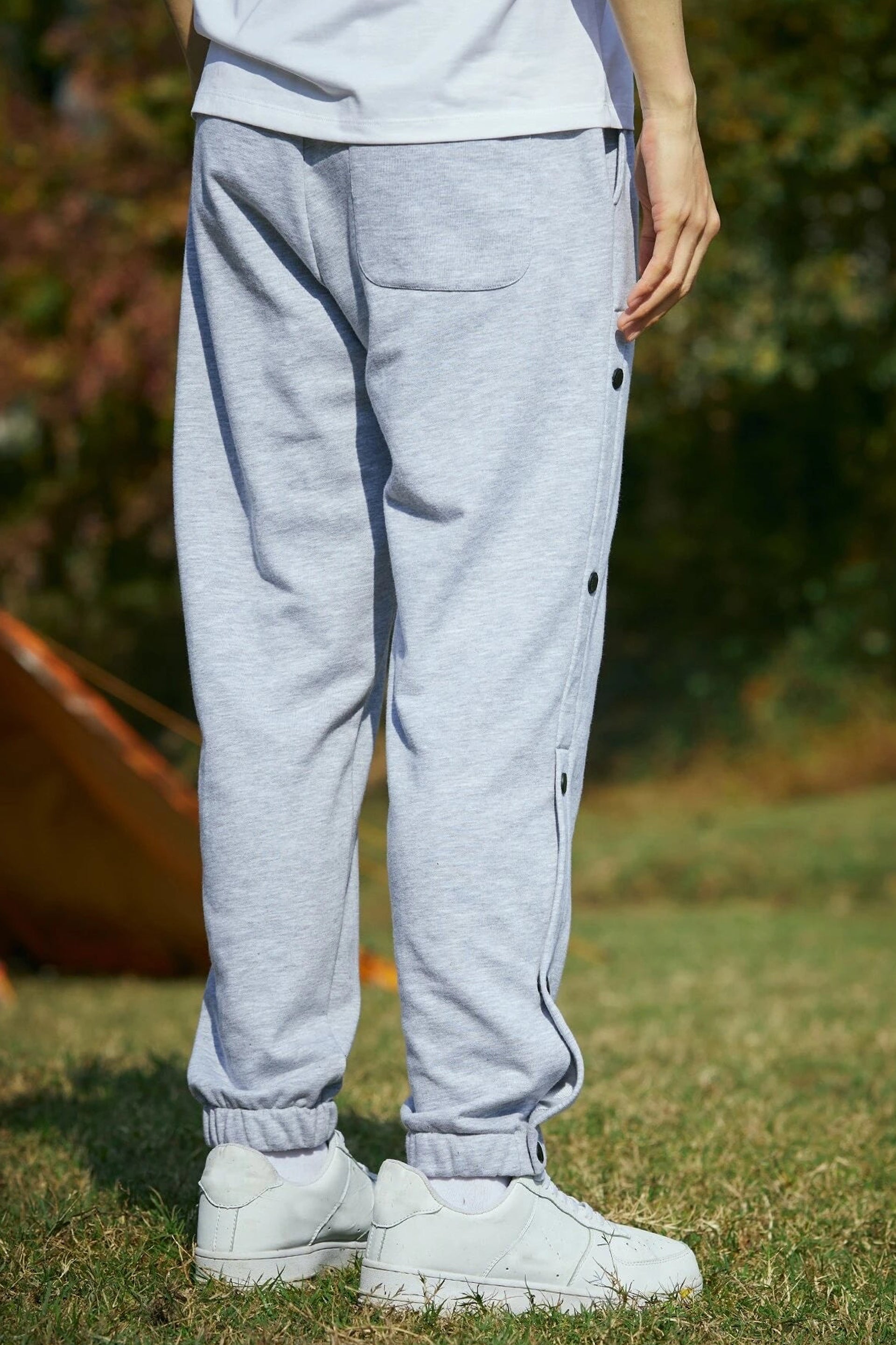Gray Dirtylabels Retro Joggers for Men with Snap Button Details, Perfect for Casual Wear