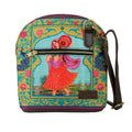 Colorful Fatfatiya canvas crossbody bag India featuring traditional artwork and adjustable strap