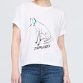 White casual pet lover shirt featuring a stylish greyhound illustration by Dirtylabels