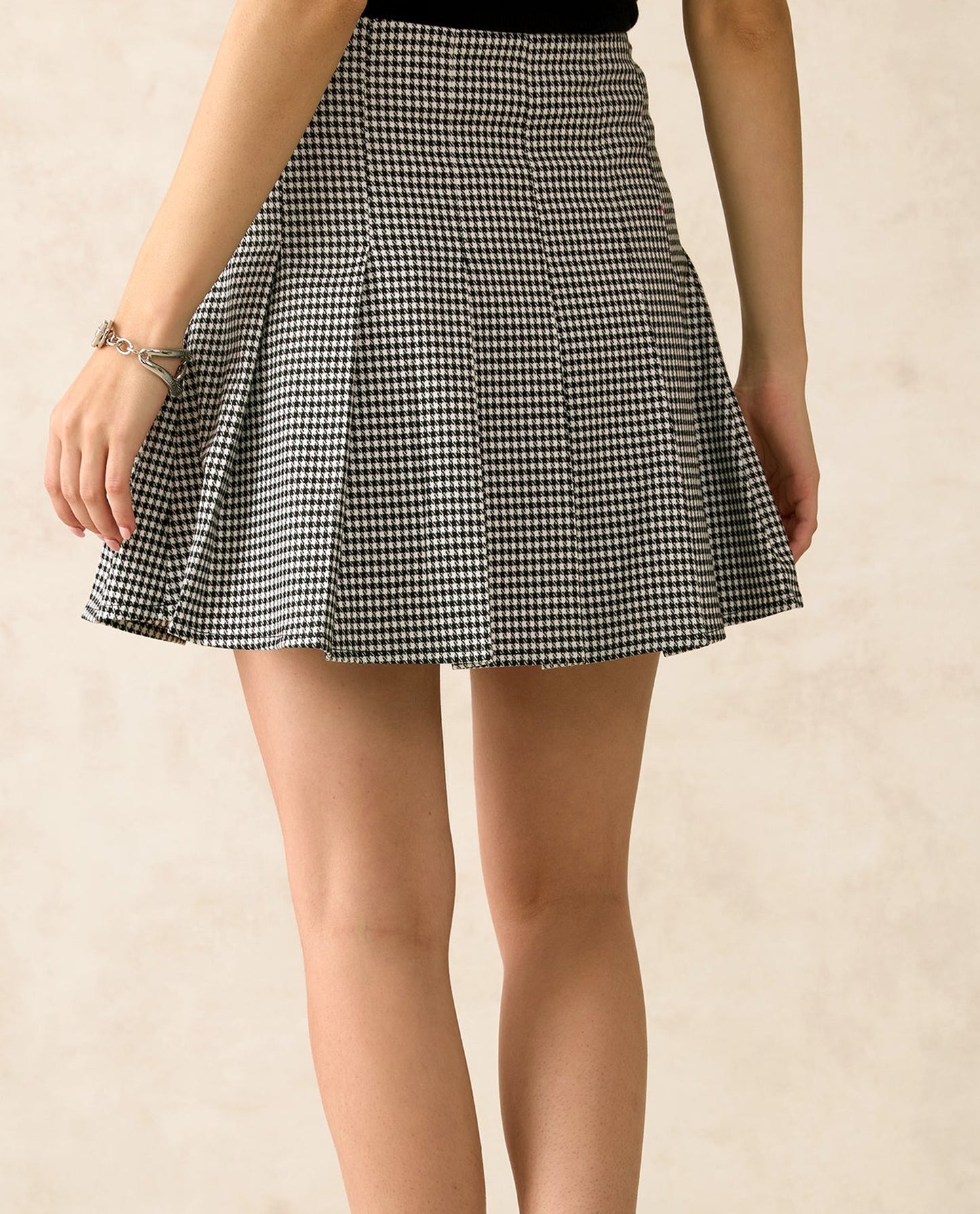 Checked Mini Pleated Skirt