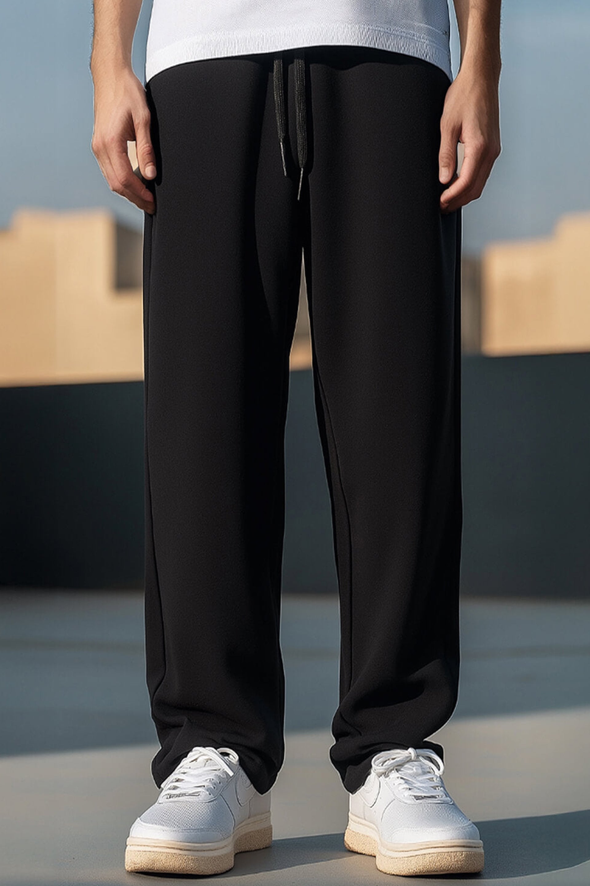Classic straight fit joggers online in black, perfect for casual and comfortable style