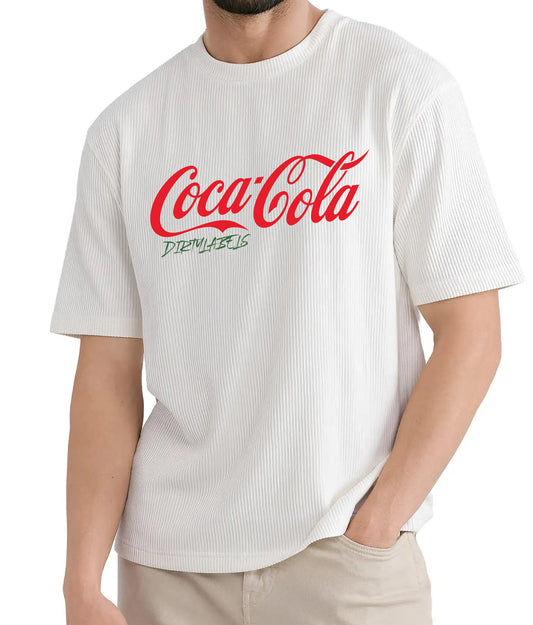 White Coca Cola branded t-shirt by Dirtylabels with bold logo and relaxed fit