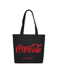 Black Coca Cola tote bag featuring bold red logo and Dirtylabels branding