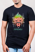 Cool printed t-shirt for men featuring a vibrant graphic design in black
