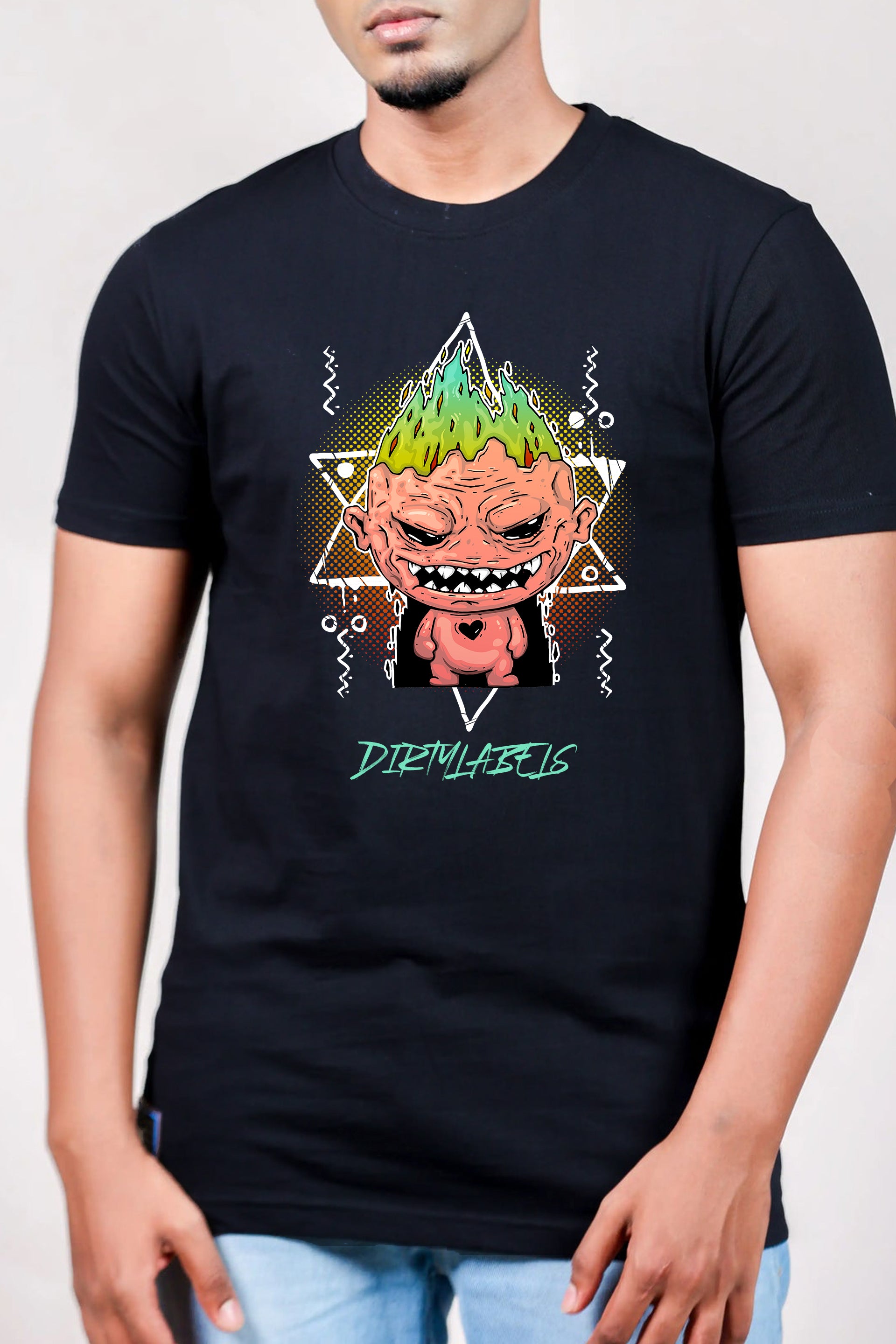 Cool printed t-shirt for men featuring a vibrant graphic design in black