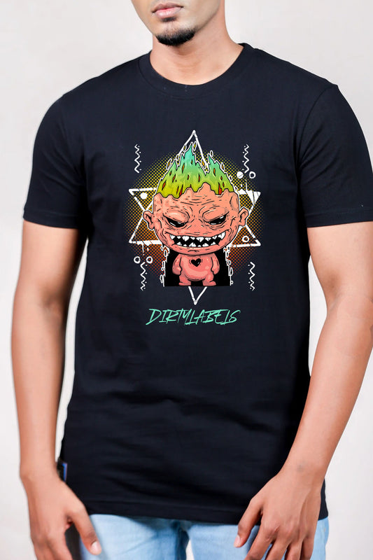 Cool printed t-shirt for men featuring a vibrant graphic design in black