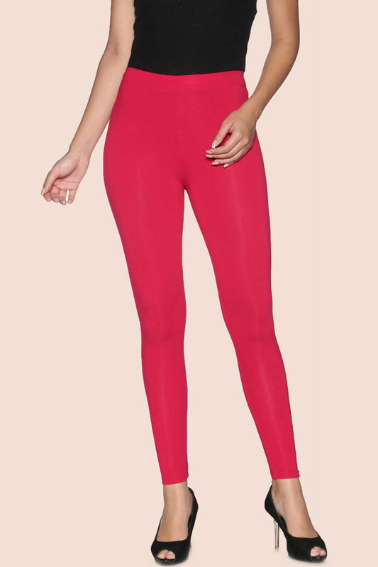 Dirtylabels cotton ankle leggings rose red with a sleek fit for stylish casual wear