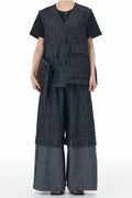 Dirtylabels denim waistcoat co-ord set featuring oversized trousers and a stylish vest for a modern look
