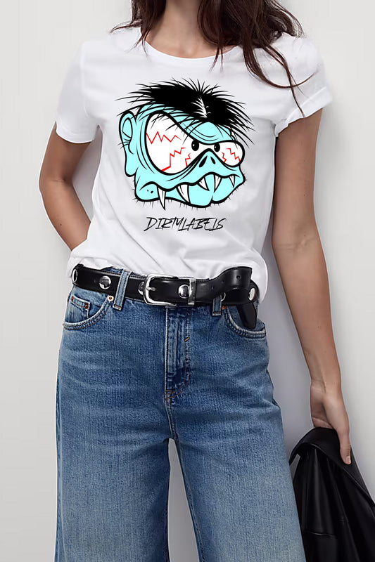 Dirtylabels designer cotton shirt for men featuring a fun graphic design on a white background