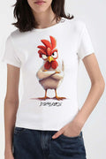 Dirty Hen t-shirt featuring a cartoon chicken with a sassy expression for a fun casual look