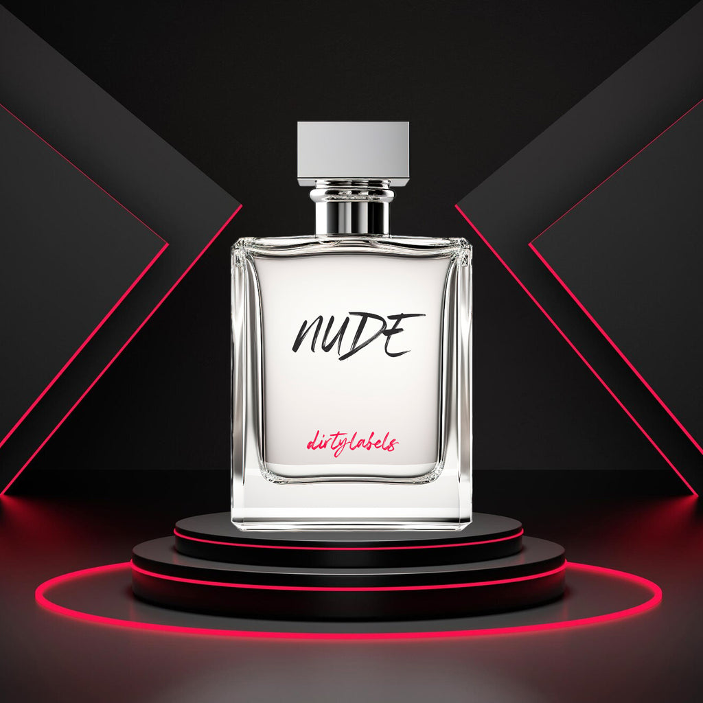 Dirtylabels Nude Perfume Bottle on a Modern Display, Ideal for Finding the best nude perfume online