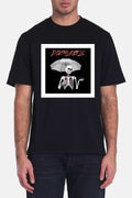Black Dirtylabels T-shirt featuring a skeleton under an umbrella, perfect matching tshirts for couples