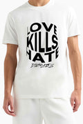 Dirtylabels Unisex Fashion Statement Shirt in White with Bold Love Kills Hate Graphic Print