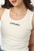 Cream Dirtylabels Women's Fashion Tank Tops with Ribbed Fabric for Stylish Summer Outfits