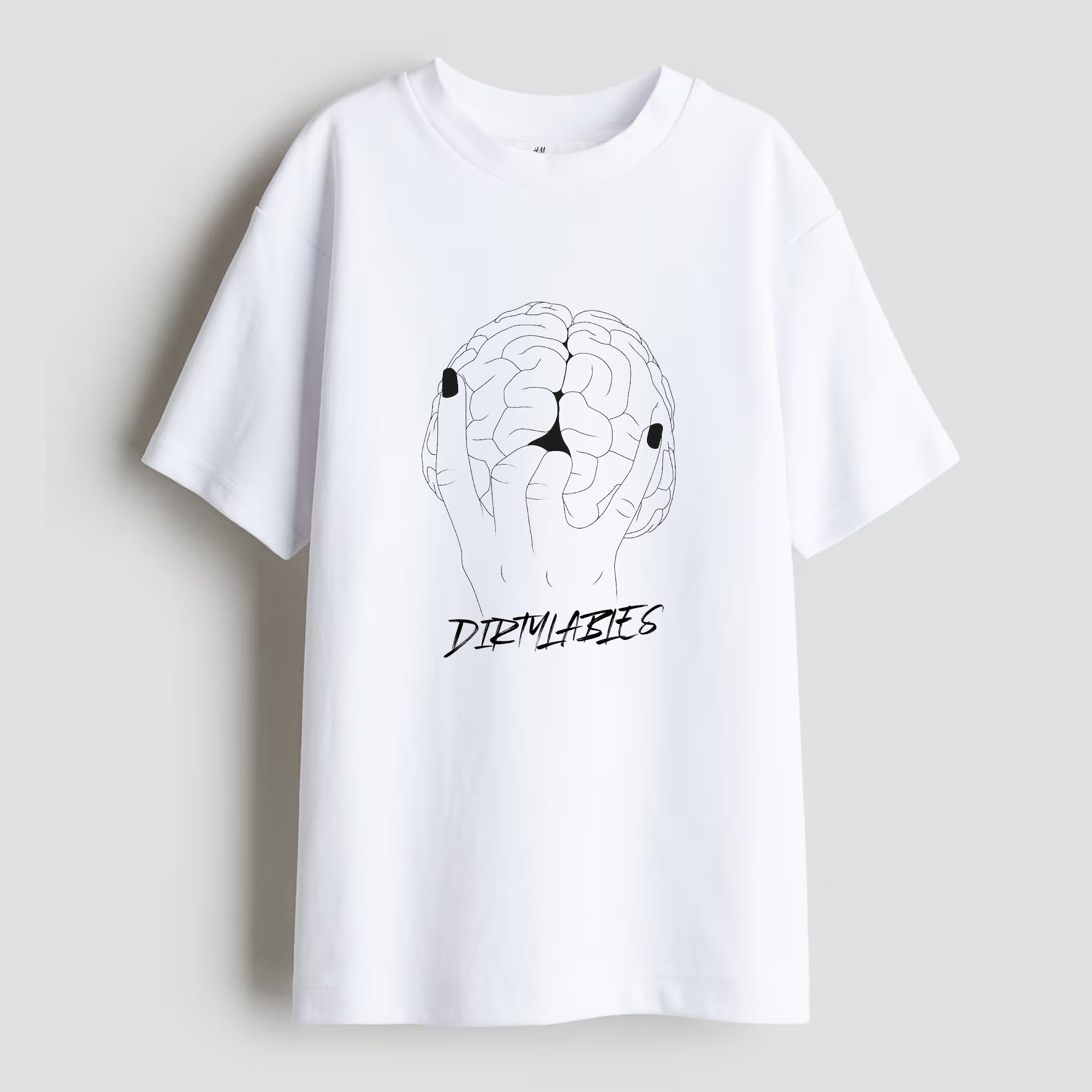Dirty Mind collection White Graphic Tee featuring a Brain Design and Dirtylabels Branding