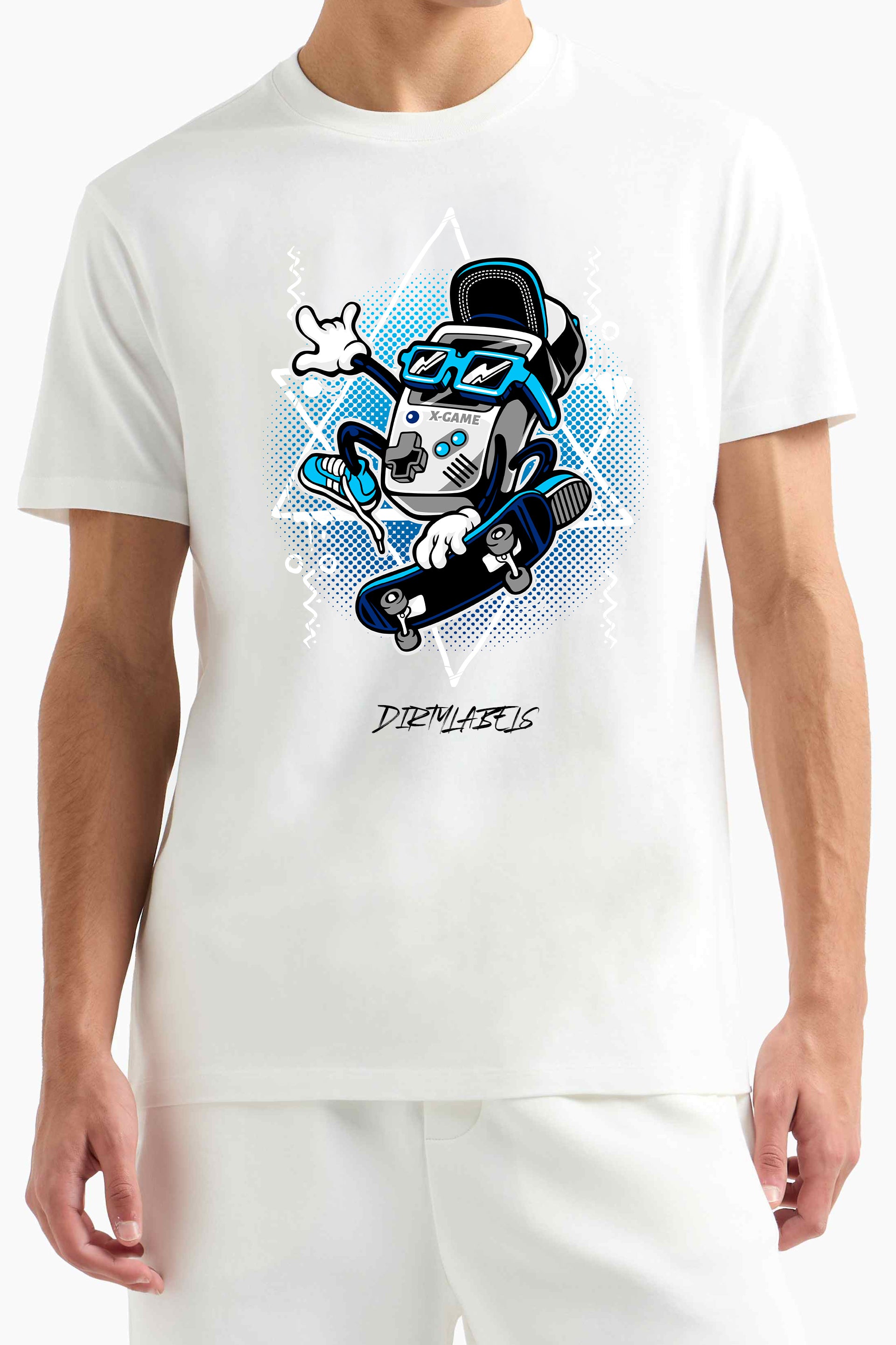 Dirty XGame T-Shirt online India featuring a cartoon character skating with sunglasses in vibrant colors