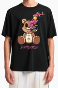 Dirtylabels fashionable horror t-shirt featuring a cartoon bear with a fierce creature emerging from its head