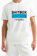 White ShitBox edition t-shirt by DirtyLabels featuring a bold graphic print