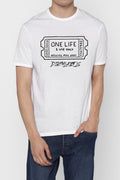 Dirtylabels trendy clothing white t-shirt with unique graphics and bold text design for casual wear