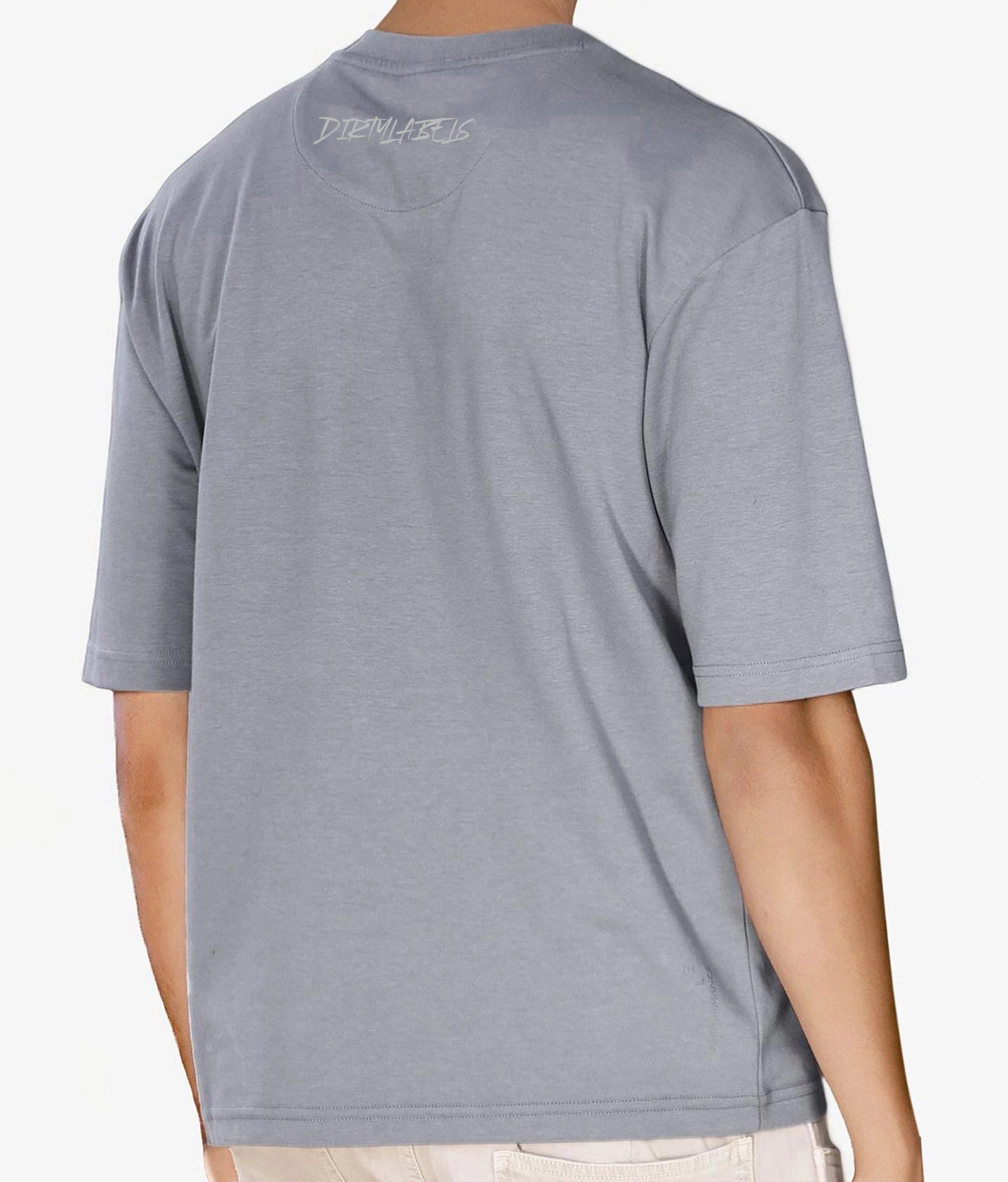 Back view of a light gray Dirtylabels oversized shirt, perfect for cool statement t-shirts
