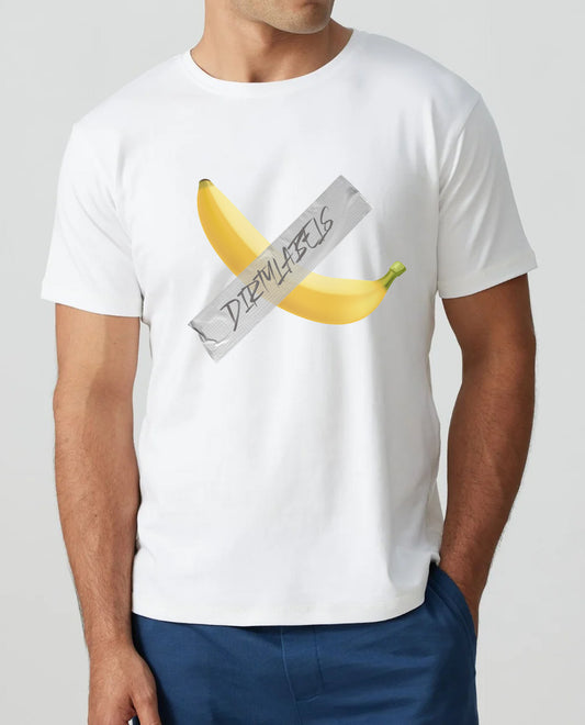 Dirtylabels Duct Tape Banana T-shirt featuring a playful banana graphic on a white tee
