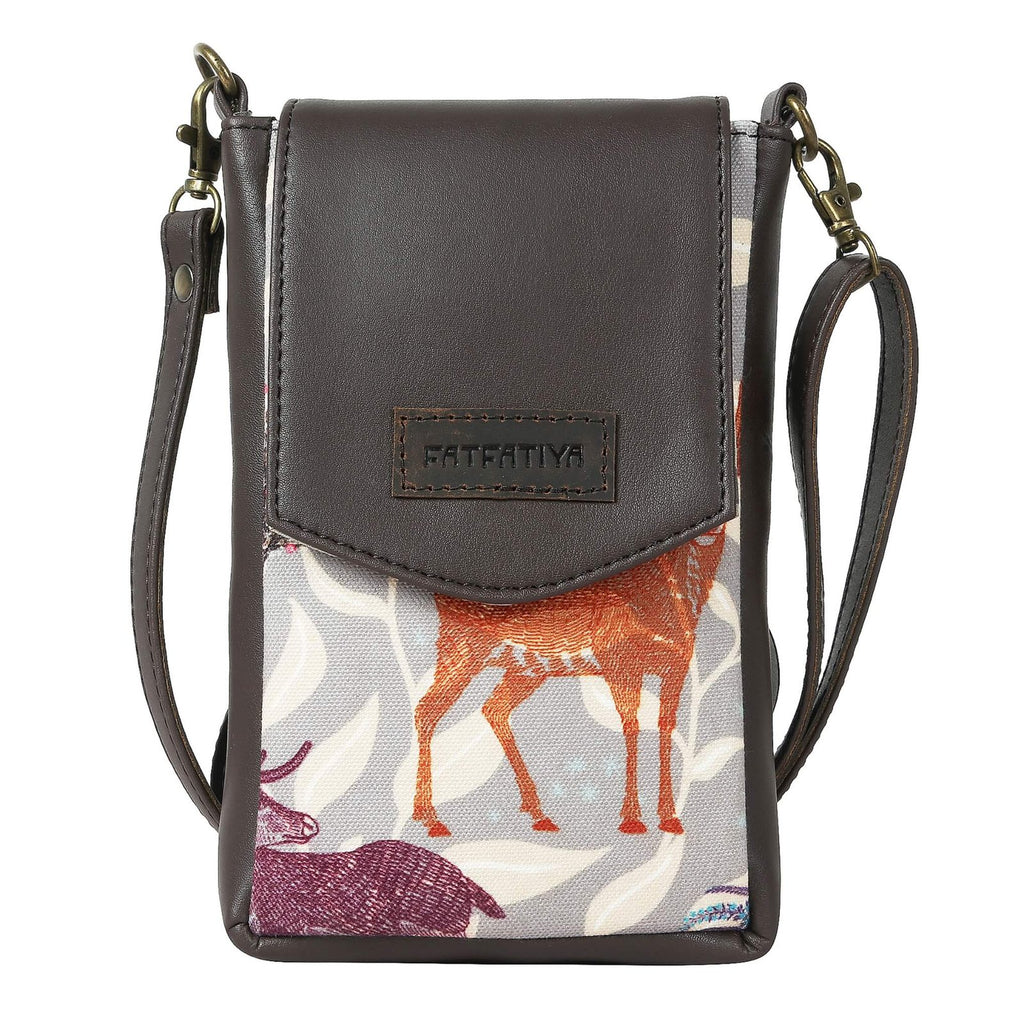 Stylish Fatfatiya fashionable phone purse with a unique animal print and adjustable strap