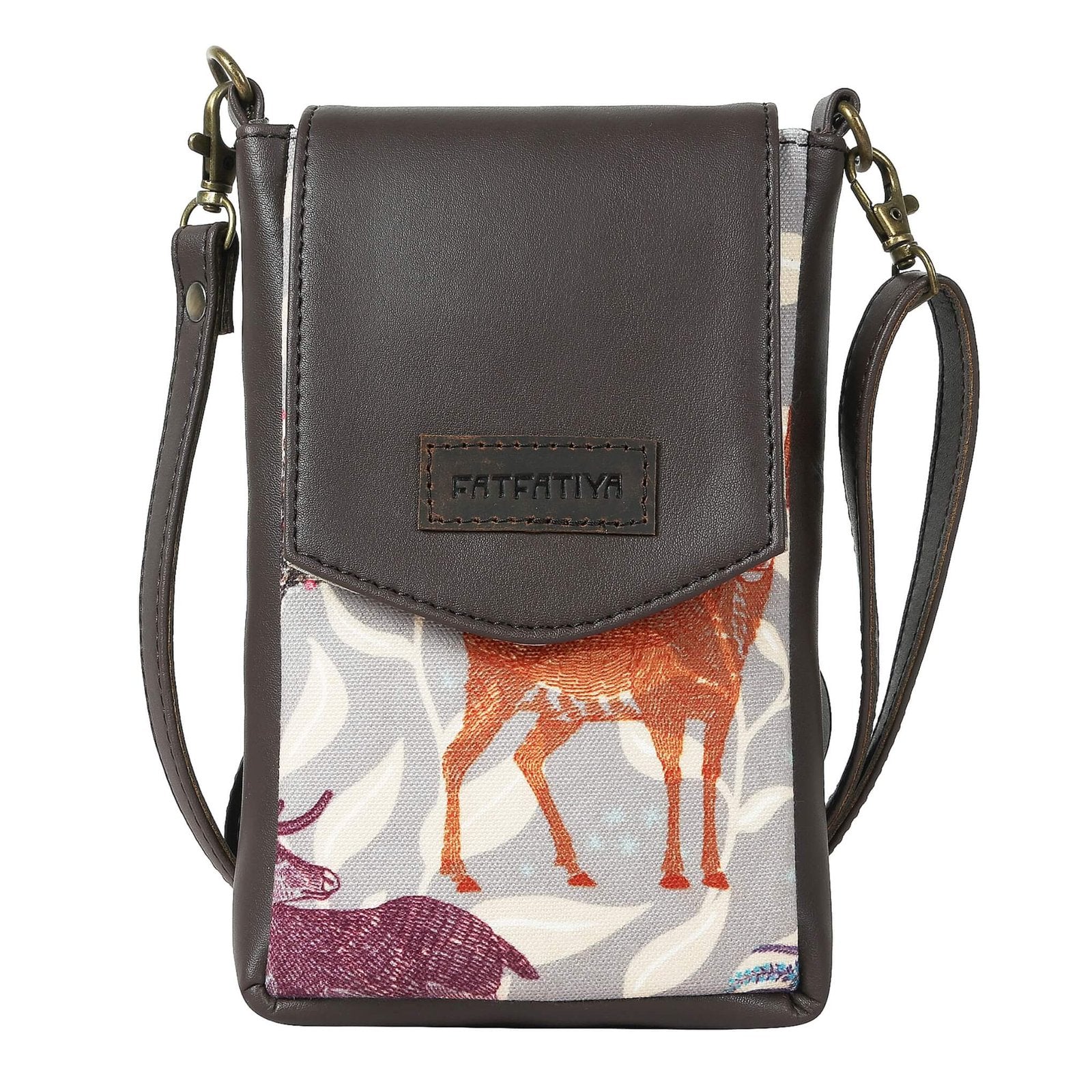 Stylish Fatfatiya fashionable phone purse with a unique animal print and adjustable strap