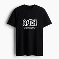 Black graphic t-shirt for men and women featuring a bold BITCH design from Dirtylabels