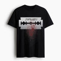 DirtyLabels graphic tee for men and women featuring a bold razor blade design