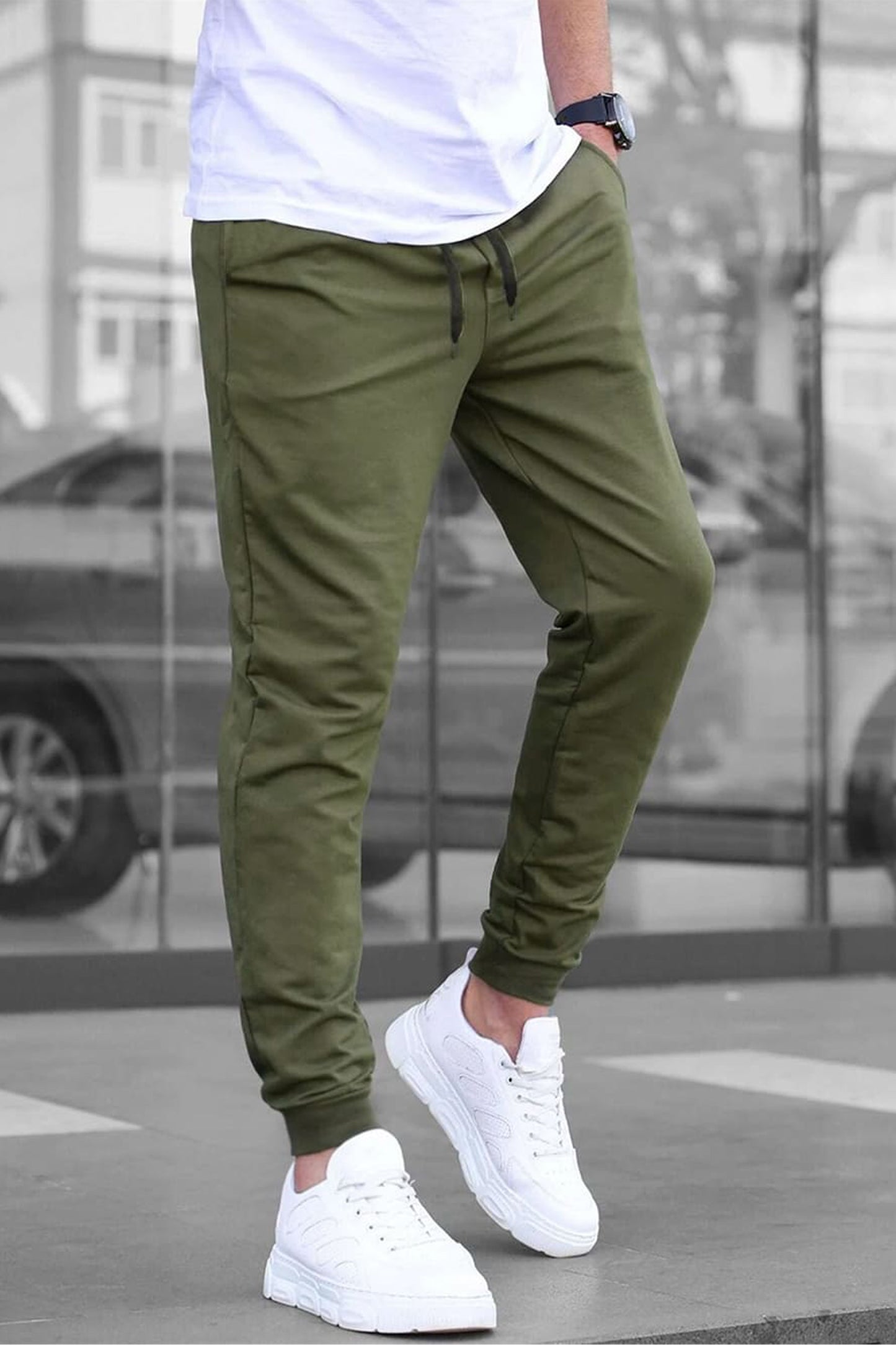 Olive Zip-Pocket Joggers