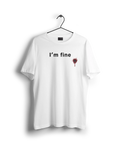 I'm Fine oversized t-shirt in white featuring a unique graphic design on the chest