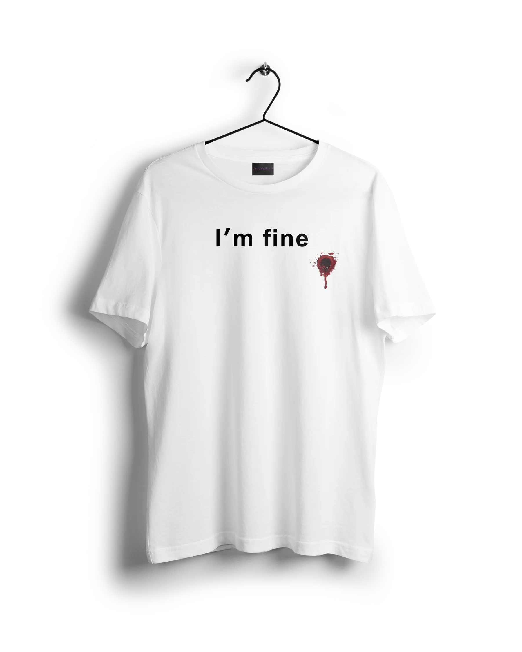 I'm Fine oversized t-shirt in white featuring a unique graphic design on the chest