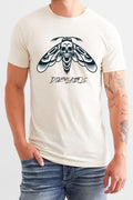 Men's biker graphic tee featuring a skull and moth design by Dirtylabels