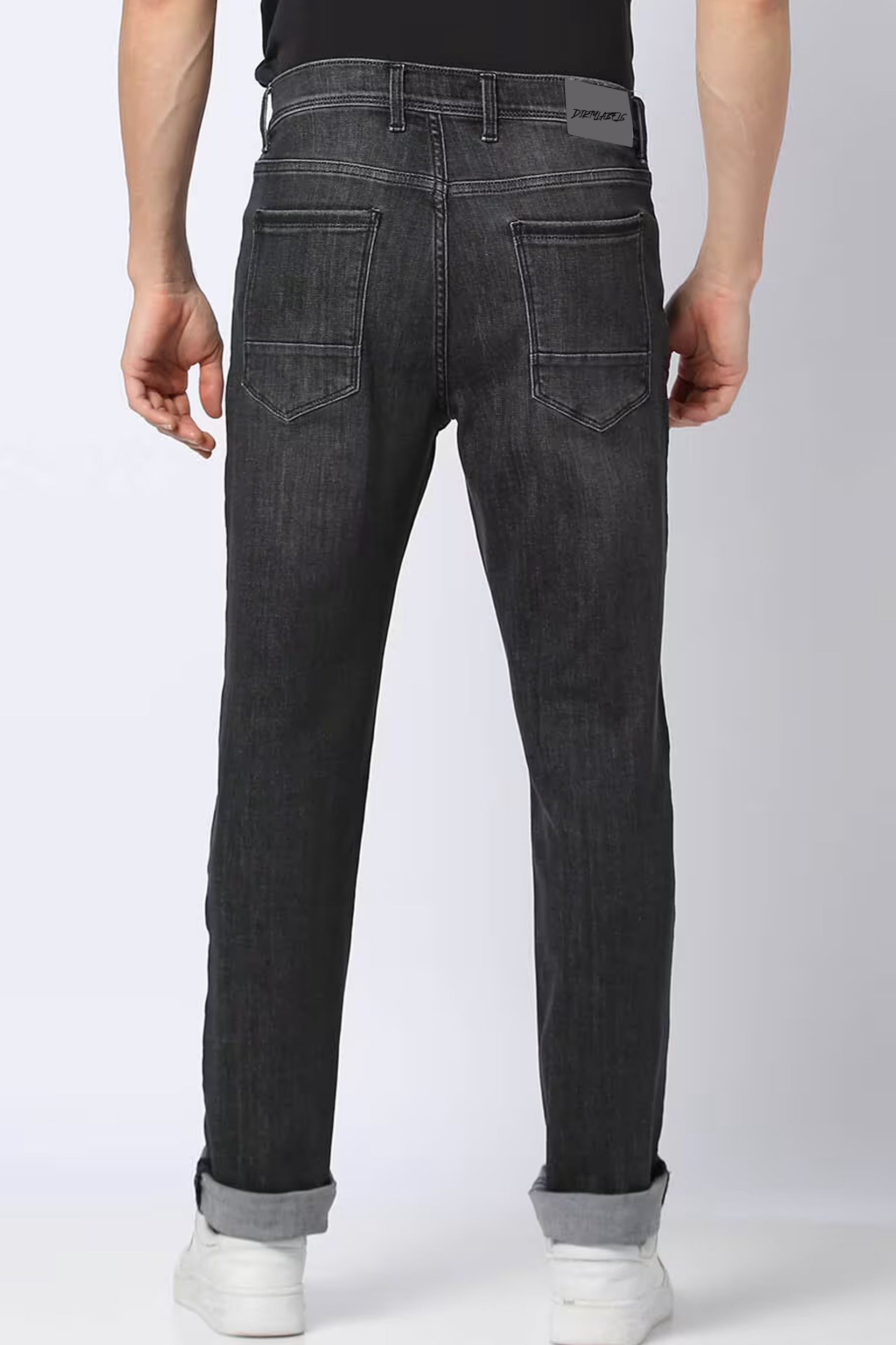 Men's straight jeans India in dark gray with a classic fit and five pockets